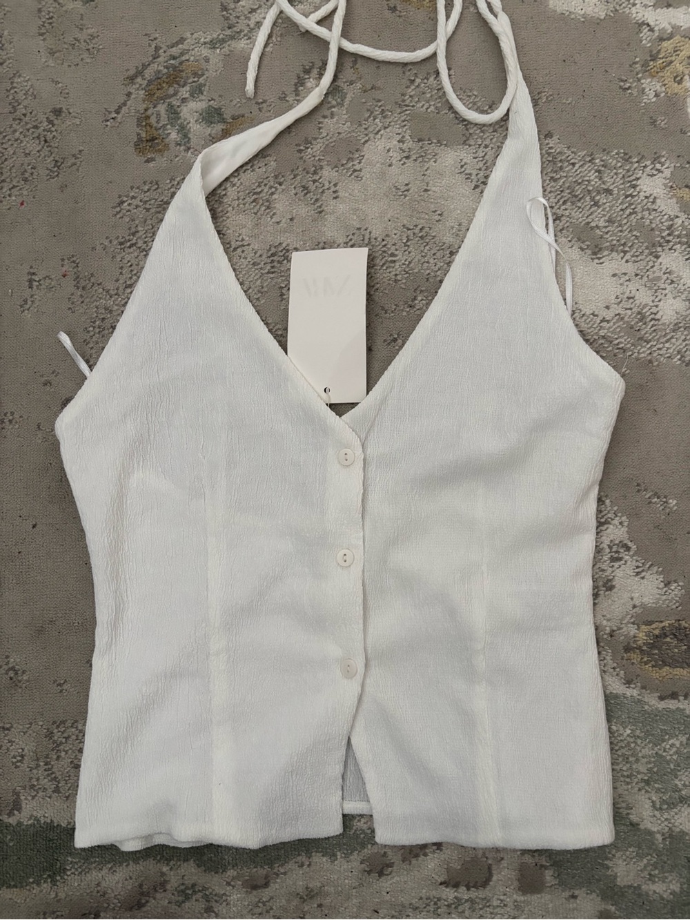 Zara White Halter Button-Front Camisole